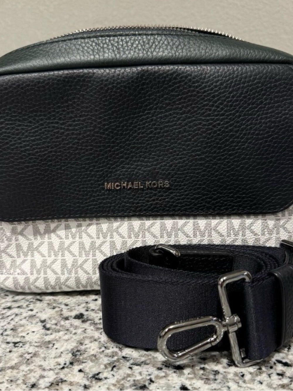 Michael Kors Black & Logo Canvas Crossbody Bag
